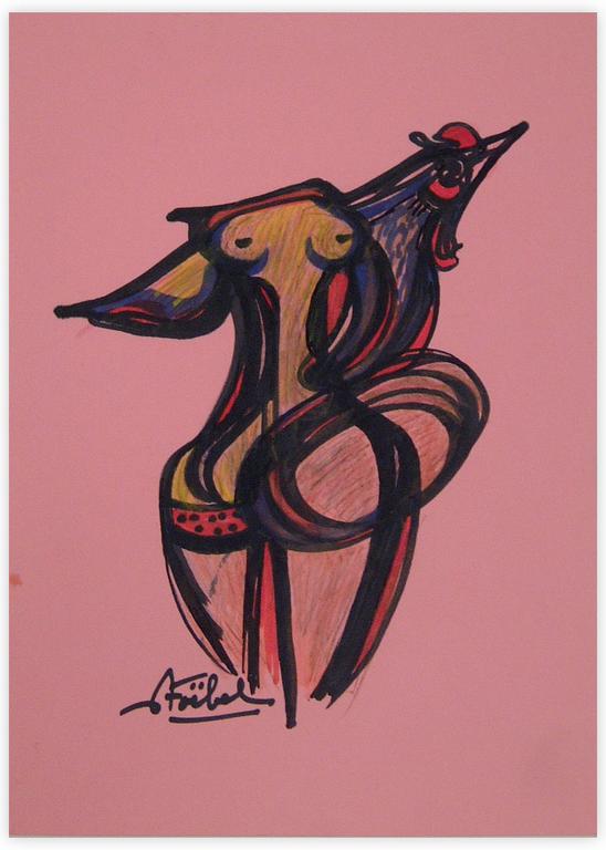 Catalogue raisonné, Edgar Stoëbel, tronc de femme et volatile — 