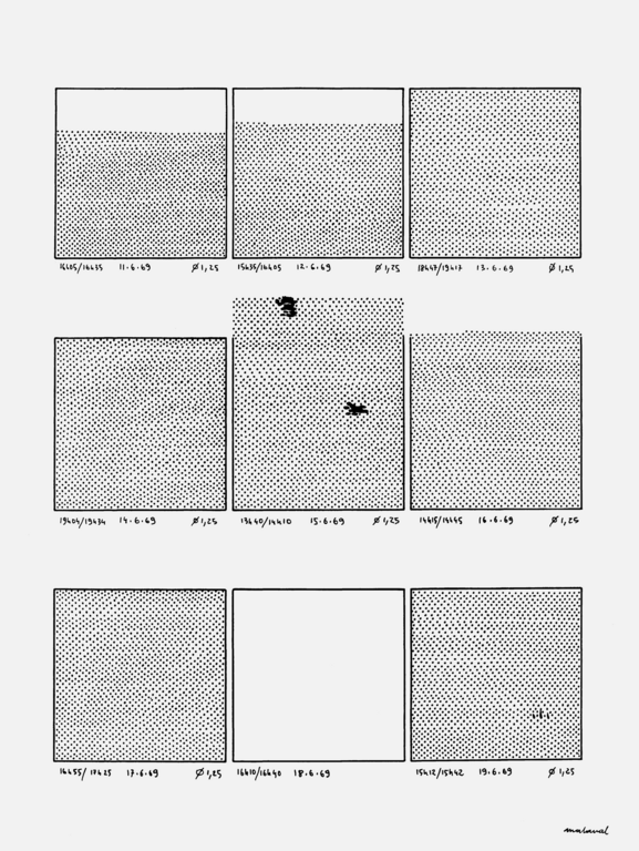Catalogue raisonné, Robert Malaval, 100 demi-heures de dessin quotidien, planche 9 - 1969
