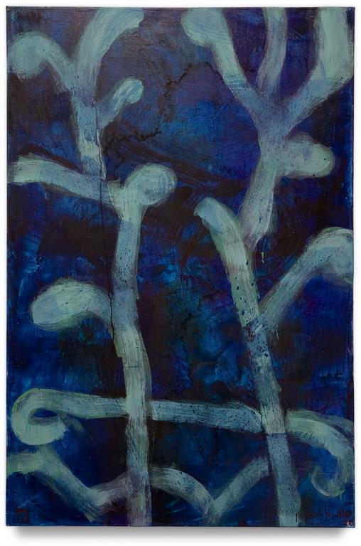 Catalogue raisonné, Patrick Baillet, Lignes végétales sur fond bleu - 2021