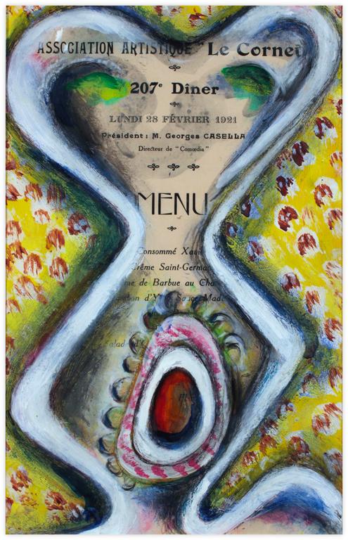 Jean-Jacques Lebel, Menu du 23 février 1921, association Le Cornet - 1963