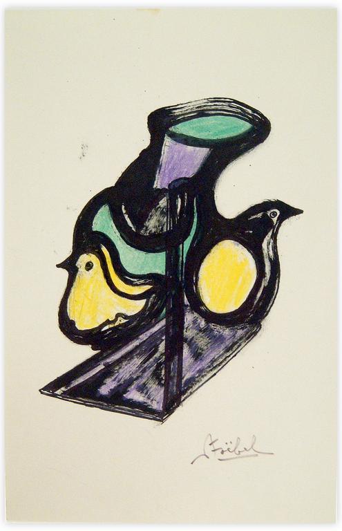 Catalogue raisonné, Edgar Stoëbel, 2 bird and abstract — 
