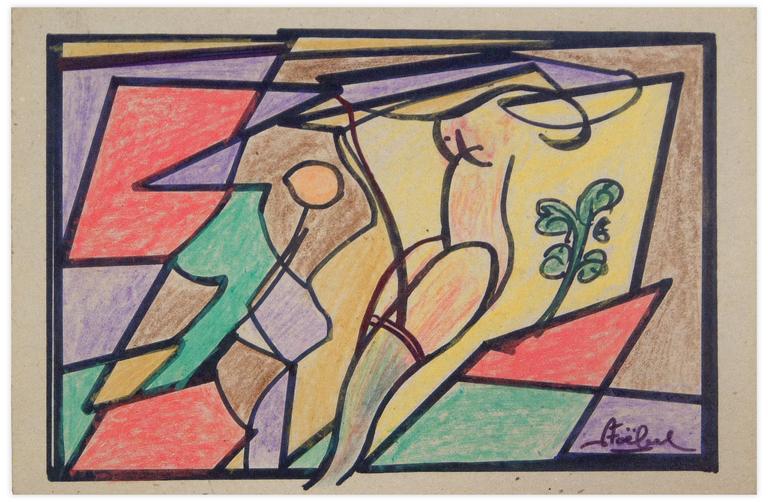 Catalogue raisonné, Edgar Stoëbel, abstract with woman — 