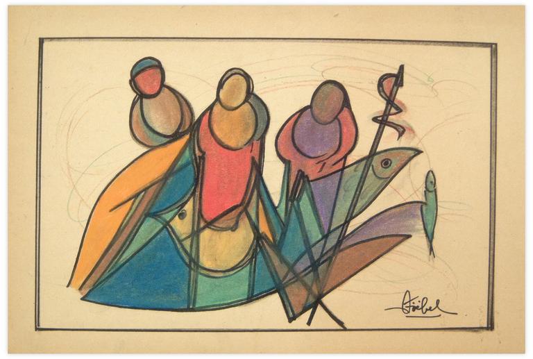 Catalogue raisonné, Edgar Stoëbel, fishing scene — 