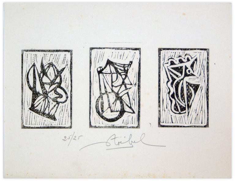 Catalogue raisonné, Edgar Stoëbel, linogravure 25/25 - 3 abstract — 