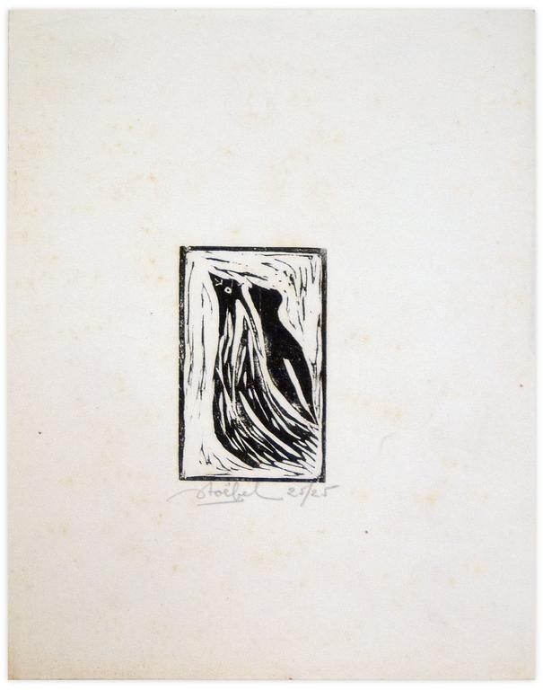 Catalogue raisonné, Edgar Stoëbel, linogravure 25/25 - abstract (birdy) — 