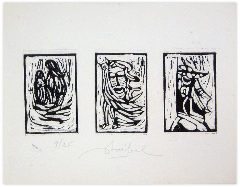Catalogue raisonné, Edgar Stoëbel, linogravure 9/25 - triptyque — 