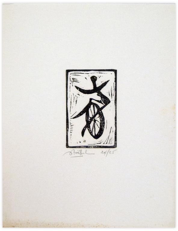 Catalogue raisonné, Edgar Stoëbel, linogravure 24/25 - le monocycle — 