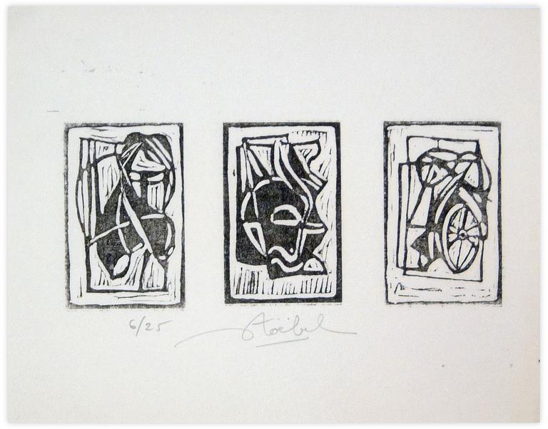 Catalogue raisonné, Edgar Stoëbel, linogravure 6/25 - triptyque — 