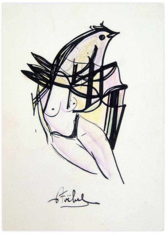 Catalogue raisonné, Edgar Stoëbel, woman & bird — 