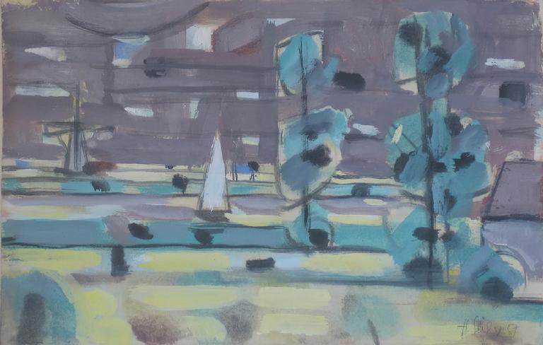 Catalogue raisonné, Hans Seiler, Hollande (2 arbres et voile), 1957