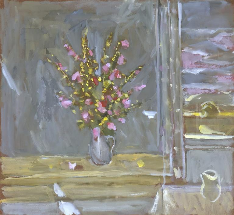 Catalogue raisonné, Hans Seiler, Bouquet mauve près de la fenêtre, circa 1980