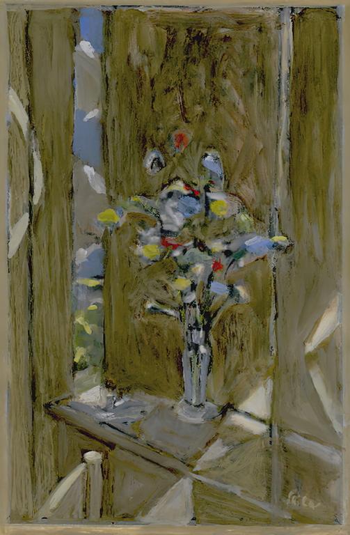 Catalogue raisonné, Hans Seiler, Fleurs sur fond brun, circa 1980