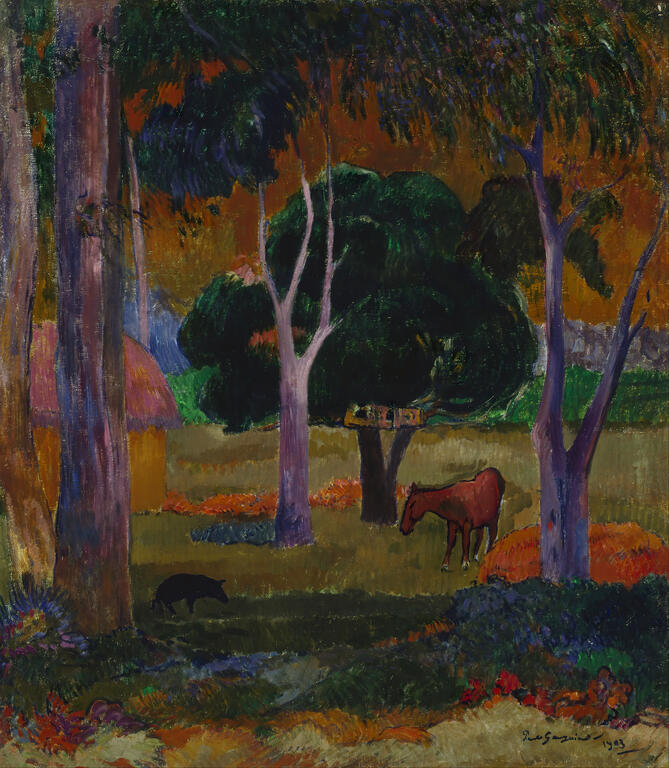 Paul Gauguin, Paysage au cochon et au cheval, 1903