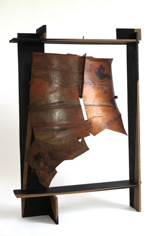 Paul Balme - Surface & Volume - Cuivre et bois - 86 x 62 x 23 cm ©Galerie Capazza, Denis Durand