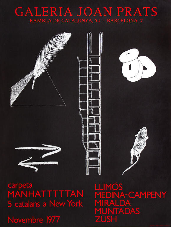 Affiche de la Galerie Joan Prats pour l'exposition collective Carpeta Manhatttttan, 1977