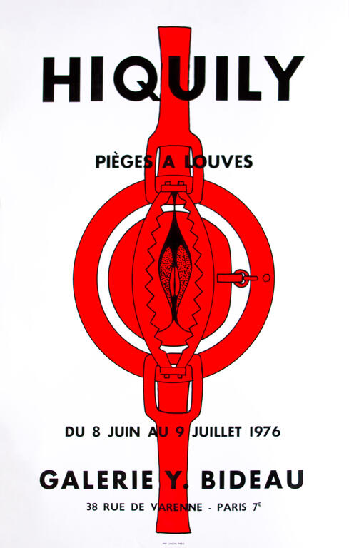 Affiche pour l'exposition Pièges à Louves par Philippe Hiquily, galerie Bideau, Paris, 1976