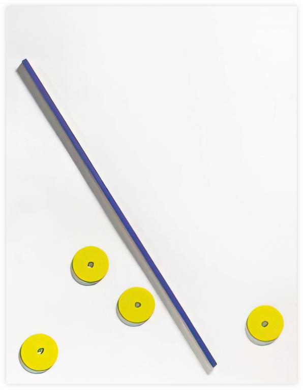Catalogue raisonné, Albert Chubac, Collage à l'oblique bleue et aux 4 disques jaunes