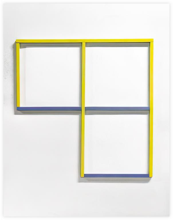 Catalogue raisonné, Albert Chubac, Collage aux carrés composés en baguettes peintes en jaune et bleu