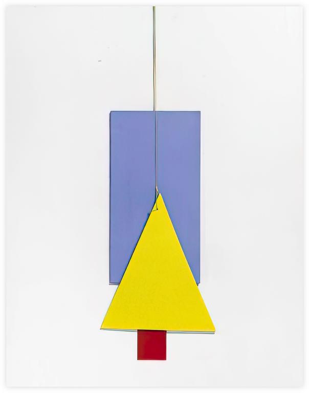 Catalogue raisonné, Albert Chubac, Collage au triangle jaune suspendu sur un rectangle bleu