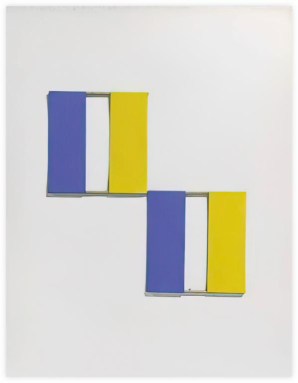 Catalogue raisonné, Albert Chubac, Collage géométrique aux rectangles bleus et jaunes en symétrie