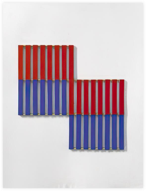 Catalogue raisonné, Albert Chubac, Collage géométrique aux lamelles en rouge et en bleu