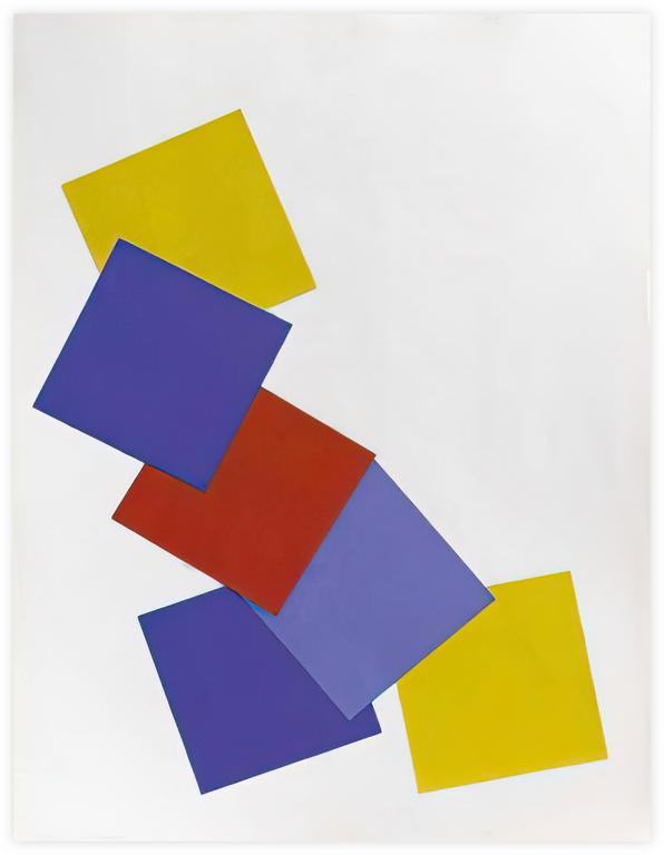 Catalogue raisonné, Albert Chubac, Collage à la pile de carrés superposés en bleu, jaune et rouge