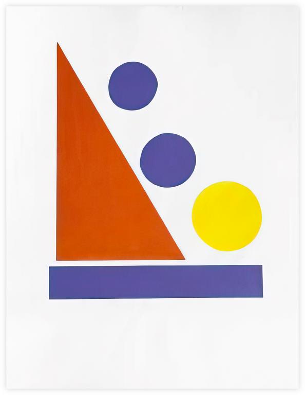 Catalogue raisonné, Albert Chubac, Collage, un triangle rouge, un triangle bleu, trois cercles