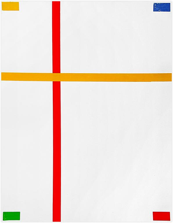 Catalogue raisonné, Albert Chubac, Collage, lignes croisées en rouge et jaune