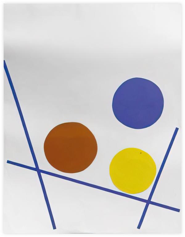 Catalogue raisonné, Albert Chubac, Collage aux 3 cercles en bleu, rouge, jaune