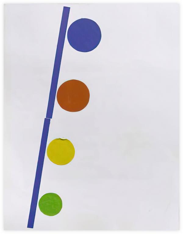 Catalogue raisonné, Albert Chubac, Collage aux 4 cercles opposé à une ligne bleue