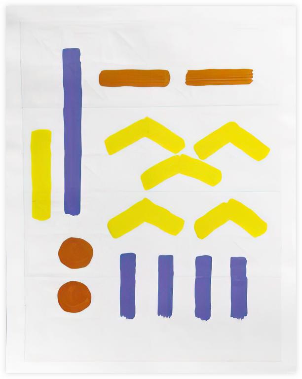 Catalogue raisonné, Albert Chubac, Gouache et collage traits en bleu, jaune et rouge