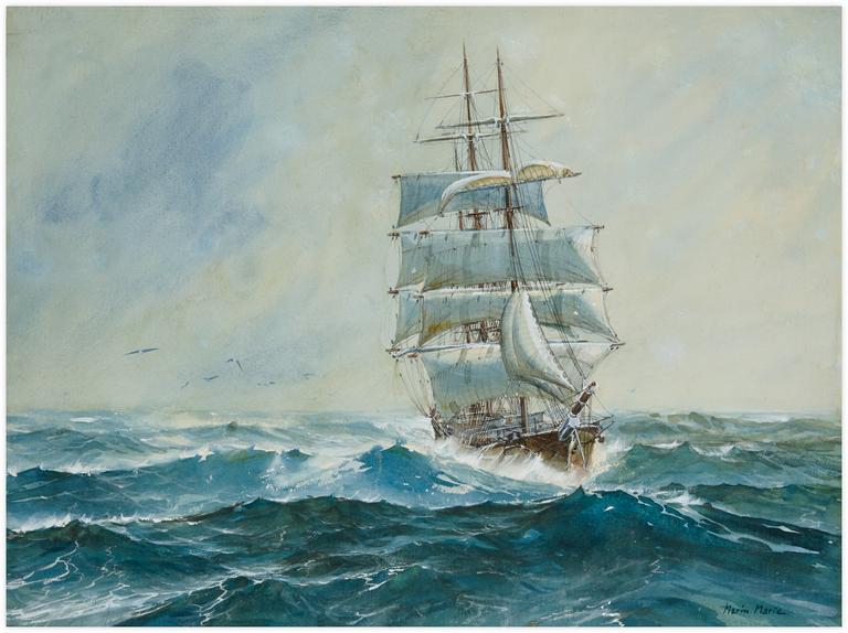 Catalogue raisonné, Marin Marie, Voilier à trois mâts sur une mer agitée