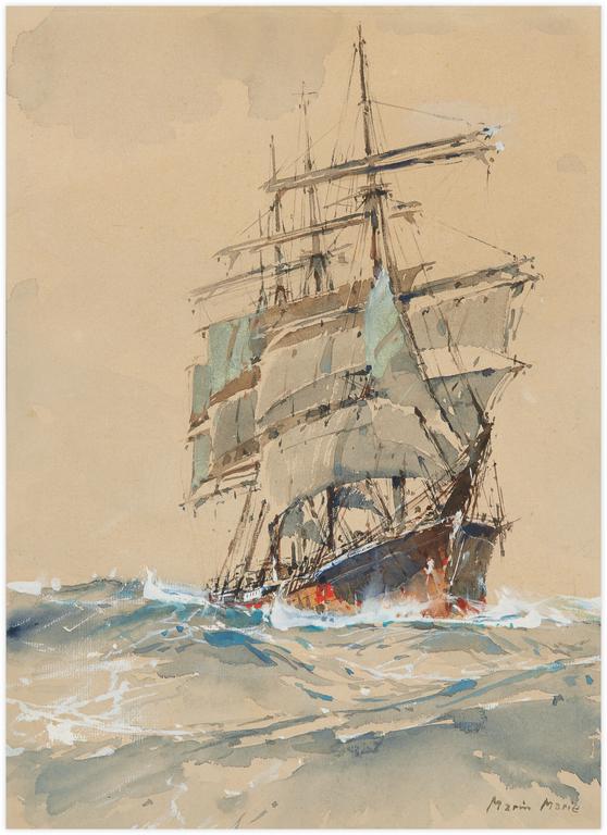 Catalogue raisonné, Marin Marie, Voilier à trois mâts en pleine mer 