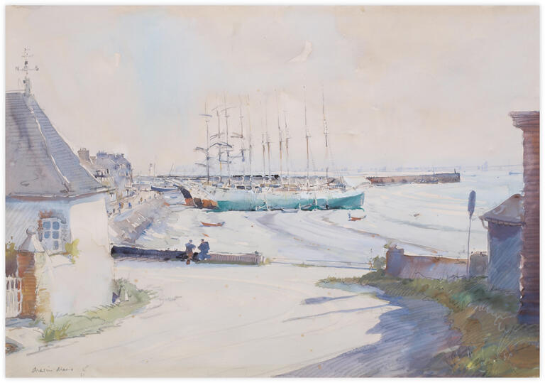 Marin Marie, Morutiers au sec à Cancale, 1931