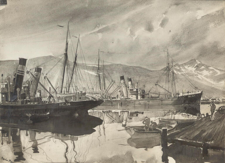 Marin Marie, Chalutiers dans le port de Reykjavik, 1929