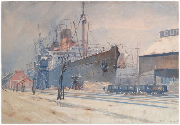 Catalogue raisonné, Marin Marie, Berengaria à quai à Southampton, 1934