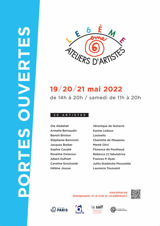 Affiche des Portes Ouvertes des Ateliers d'Artistes du 6ème arrondissement de Paris - 2022