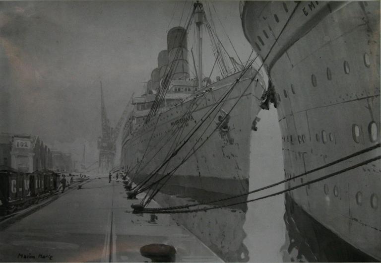 Marin Marie, Le Mauretania dans le port de Southampton, 1934 