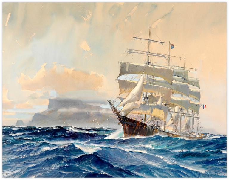 Catalogue raisonné, Marin Marie, Quatre Mâts barque devant Gibraltar