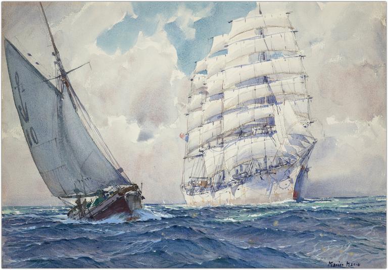 Catalogue raisonné, Marin Marie, Le Quatre-mâts barque Richelieu et le pilote du Havre n°10