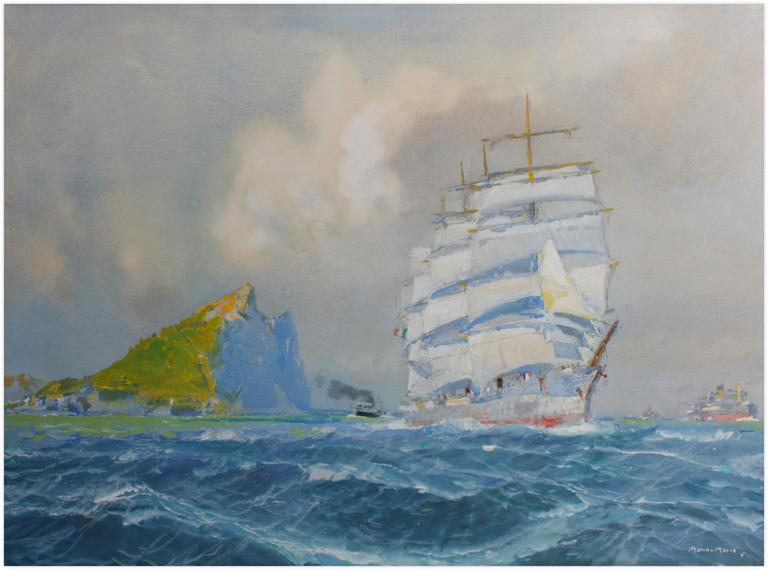 Catalogue raisonné, Marin Marie, Le Richelieu devant Gibraltar au couchant