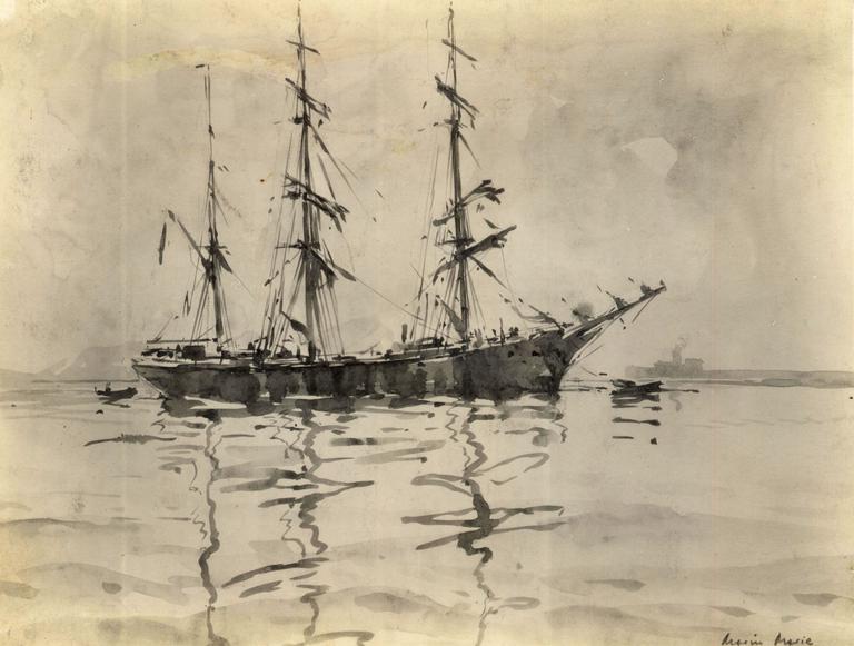 Catalogue raisonné, Marin Marie, Le Pierre Antonin en rade de Cherbourg