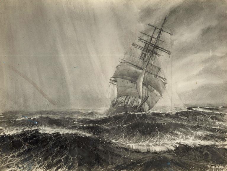 Catalogue raisonné, Marin Marie, Trois-mâts dans une mer formée