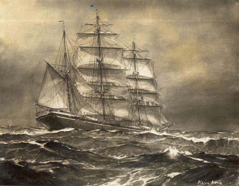 Catalogue raisonné, Marin Marie, Trois-mâts barque dans une mer formée