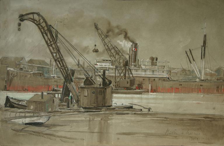 Catalogue raisonné, Marin Marie, Scène portuaire, 1924