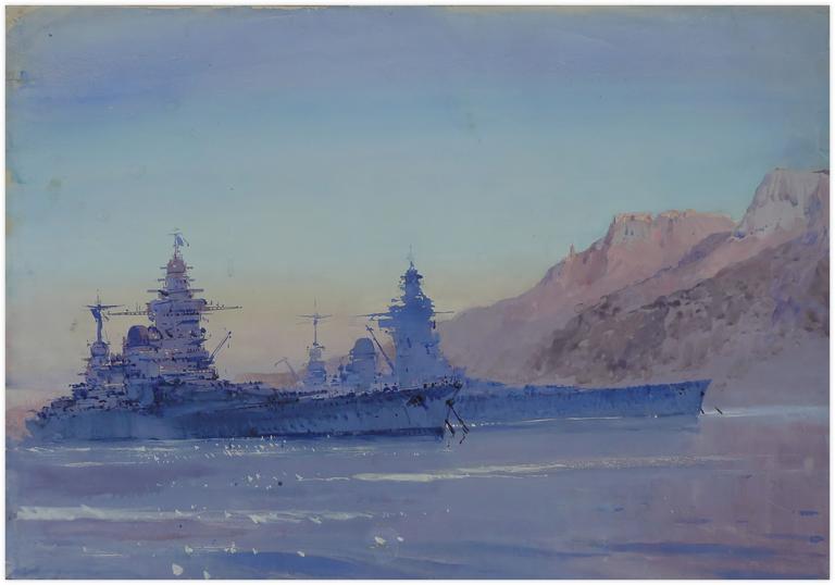 Catalogue raisonné, Marin Marie, Le Strasbourg et le Dunkerque à Mers-el-Kébir le 2 avril 1940