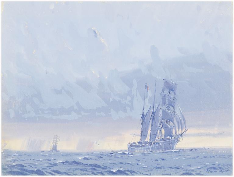 Catalogue raisonné, Marin Marie, Sans titre (Trois-mât et un voilier à l'horizon)