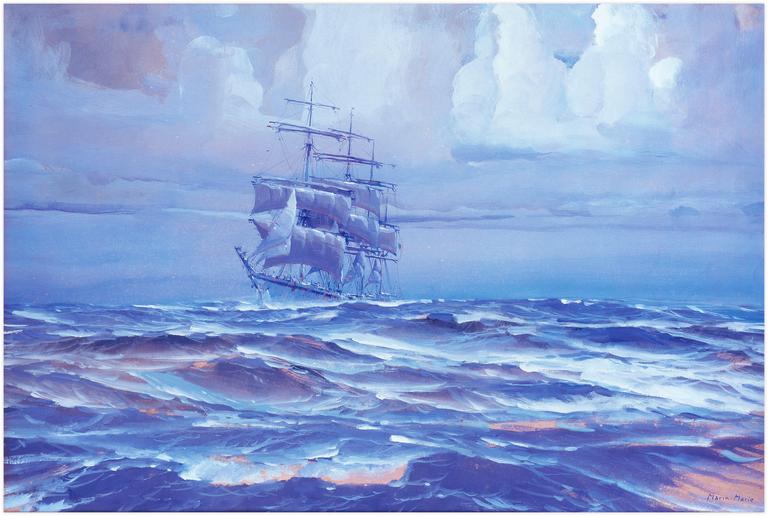 Catalogue raisonné, Marin Marie, Quatre-mâts de 3/4 bâbord sur une mer formée