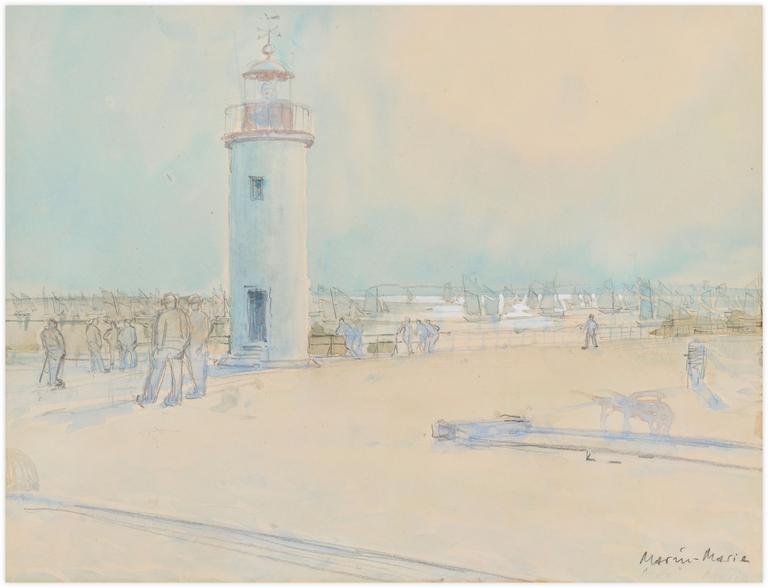 Catalogue raisonné, Marin Marie, Sans titre (esquisse aquarellée du port de Cancale), 1931