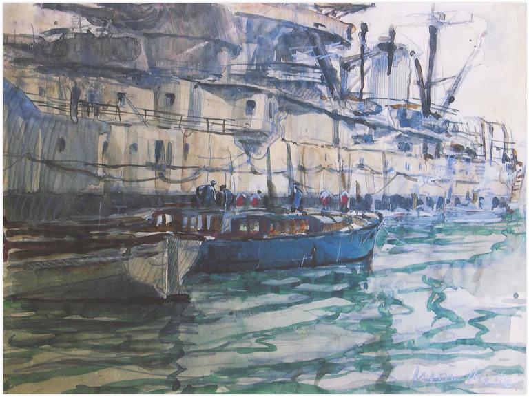 Catalogue raisonné, Marin Marie, Sans titre (navire de guerre à quai)